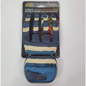 2-Piece Pakka Wood Salad Hand Set, Blue 1.26 x 4.29 x 8.86 Inches